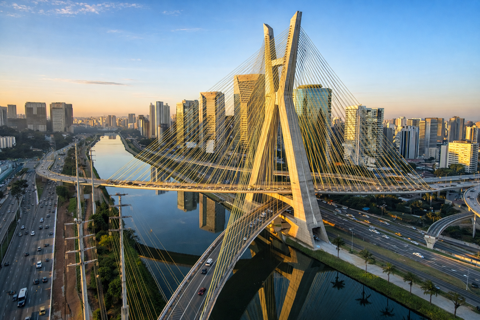 Christ the Redeemer statue overlooking Rio de Janeiro at golden hour