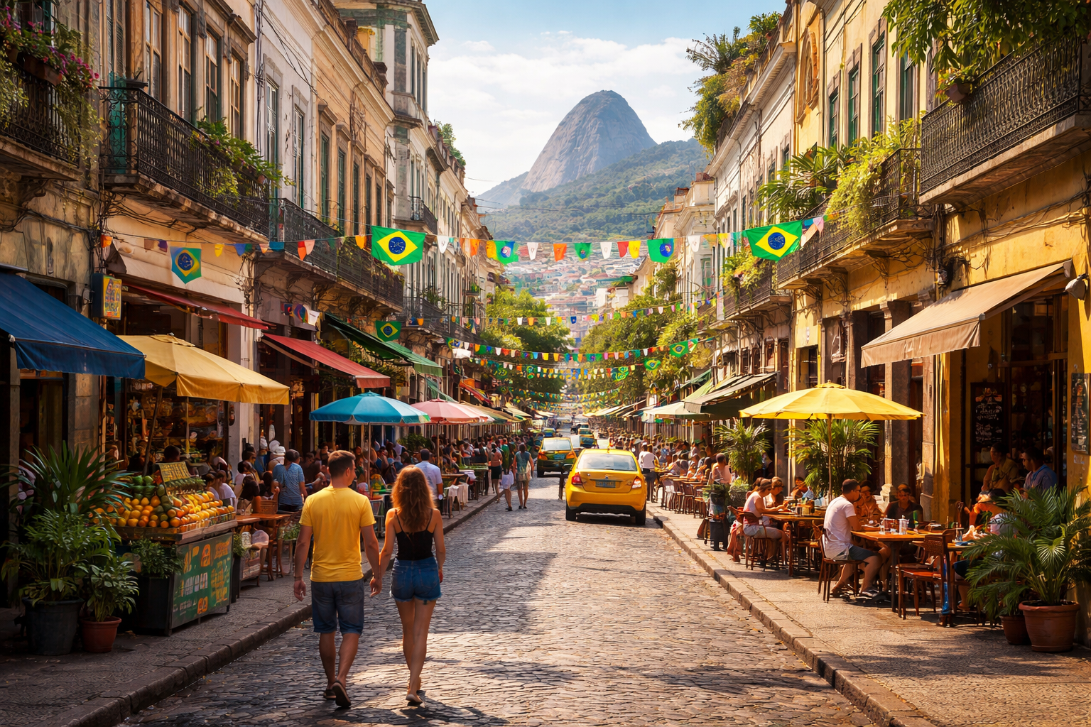 Aerial view of Rio de Janeiro coastline and mountains
