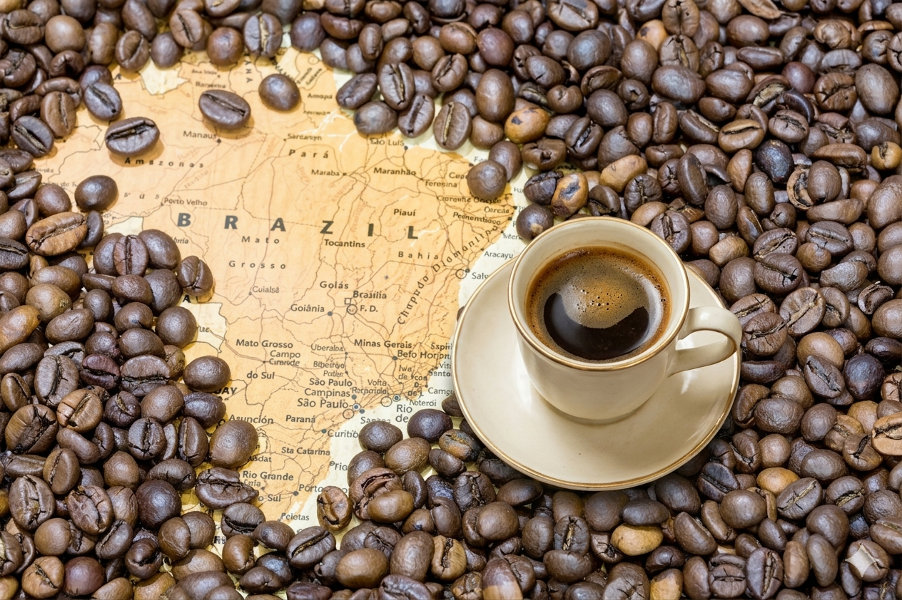 Lush coffee plantation in Minas Gerais mountains